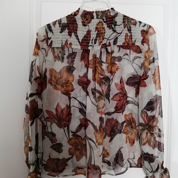 Zara Sheer Ruffled Floral Blouse - Picture 4 of 6